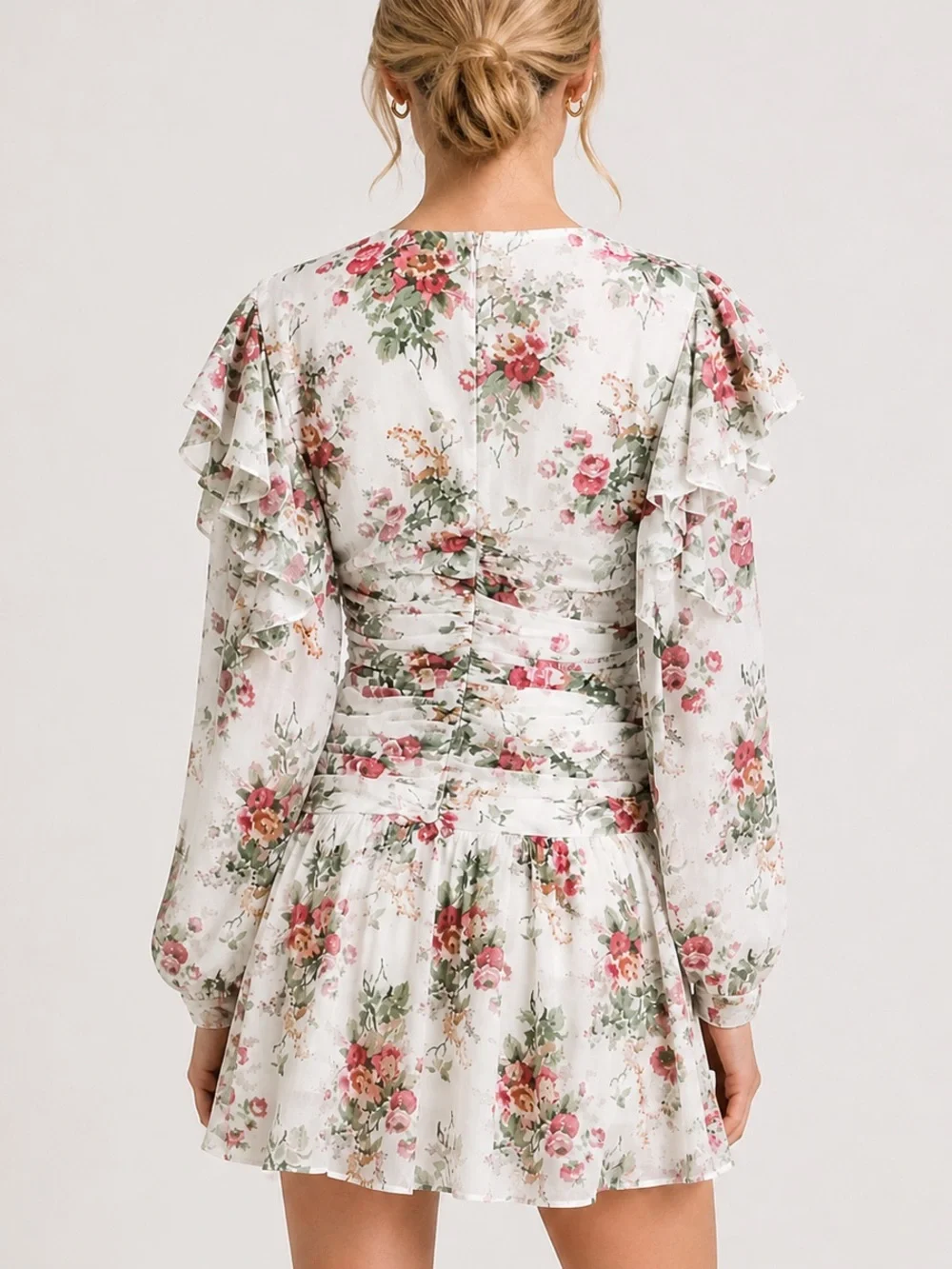BEULAH London Floral Ruched Mini Dress - Picture 3 of 8
